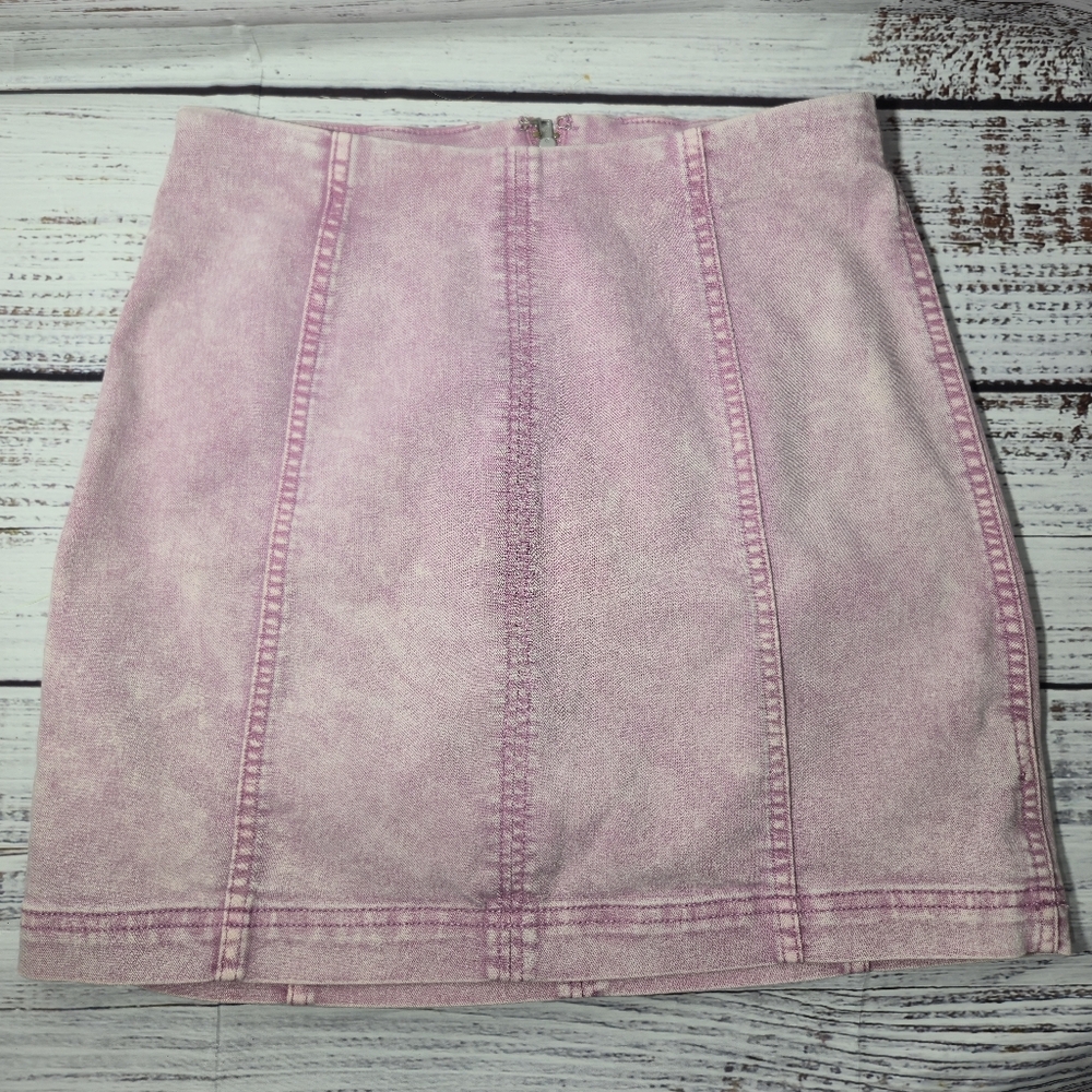Free People Pink Denim Mini Skirt Sz 6